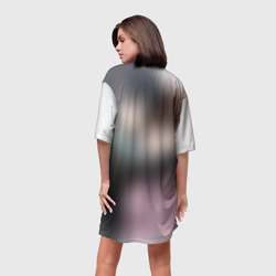 Платье с принтом Напуганная Ики и Ято для женщины, вид на модели сзади №2. Цвет основы: белый