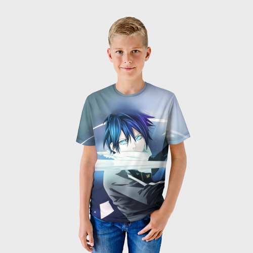 Детская футболка 3D с принтом Боевой Ято бездомный Бог, фото на моделе #1