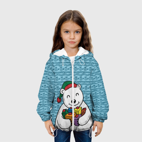 Детская куртка 3D Новогодний мишка, цвет белый - фото 4