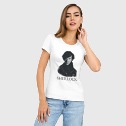 Женская футболка хлопок Slim Шерлок Холмс Sherlock - фото 2