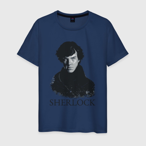 Мужская футболка хлопок Шерлок Холмс Sherlock, цвет темно-синий