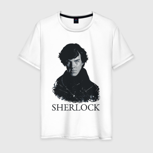 Мужская футболка из хлопка с принтом Шерлок Холмс Sherlock, вид спереди №1