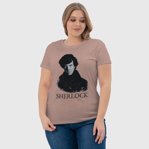 Женская футболка хлопок Шерлок Холмс Sherlock, цвет пыльно-розовый - фото 6