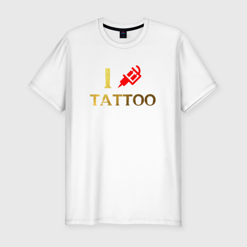 Мужская футболка хлопок Slim I Love Tattoo, цвет белый