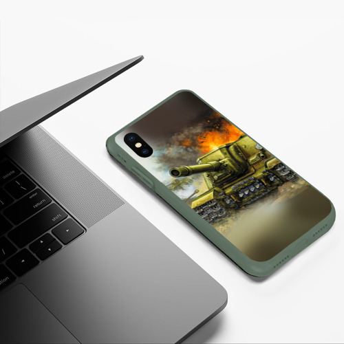 Чехол для iPhone XS Max матовый Военная техника, цвет темно-зеленый - фото 5
