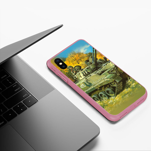 Чехол для iPhone XS Max матовый Военная техника, цвет малиновый - фото 5