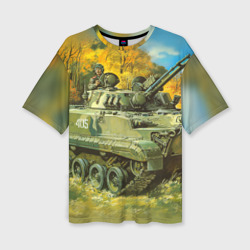 Женская футболка oversize 3D Военная техника