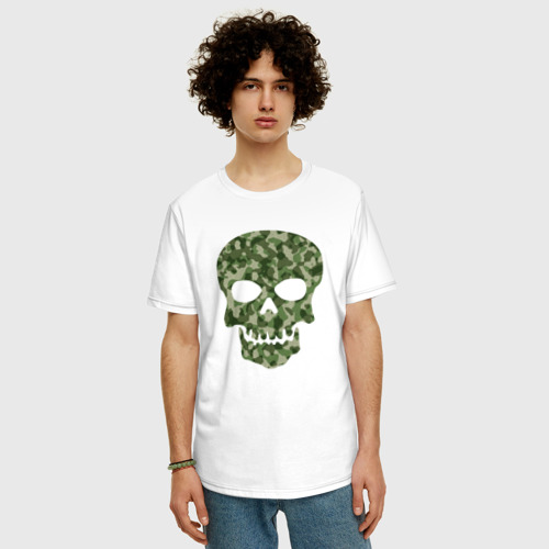 Мужская футболка хлопок Oversize Camo skull, цвет белый - фото 3