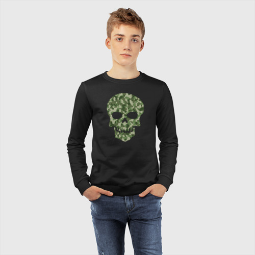 Детский свитшот хлопок Camo skull, цвет черный - фото 7