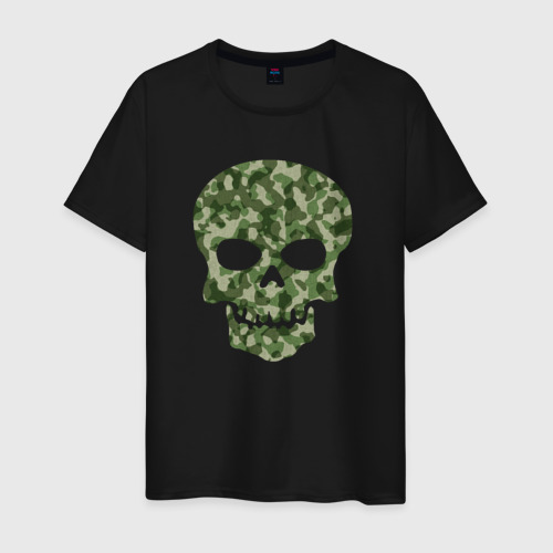 Мужская футболка хлопок Camo skull, цвет черный