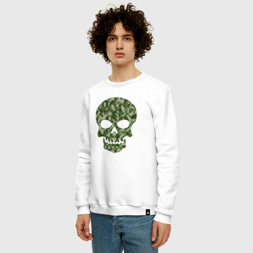 Мужской свитшот хлопок Camo skull, цвет белый - фото 3