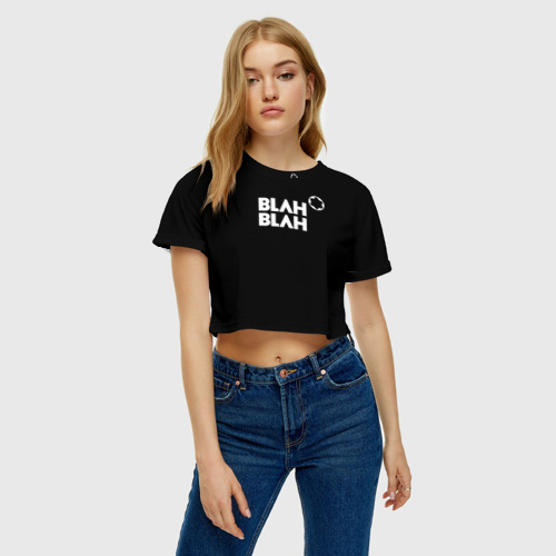 Женская футболка Crop-top 3D Blah-blah, цвет 3D печать - фото 3