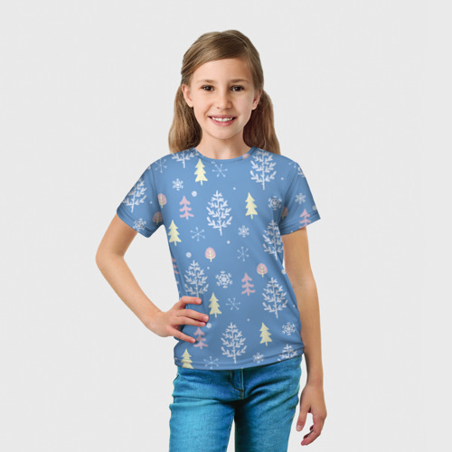 Детская футболка 3D Снежные елки, цвет 3D печать - фото 5