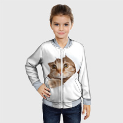 Детский бомбер 3D Котик выглядывает из дырки - фото 2