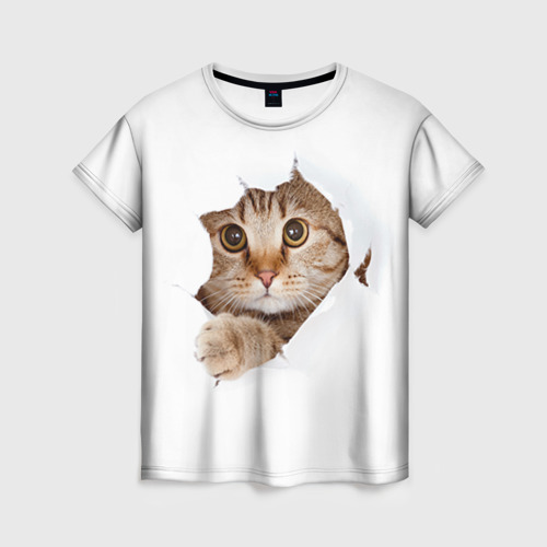 Женская футболка 3D Котик Фото 01 Женская футболка 3D Котик Фото 01
