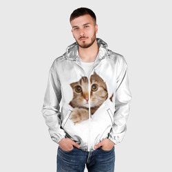 Мужская ветровка 3D Котик выглядывает из дырки - фото 2
