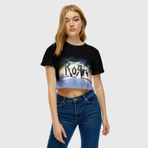 Женская футболка Crop-top 3D KoЯn, цвет 3D печать - фото 3