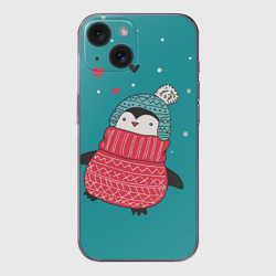 Чехол для iPhone 15 силиконовый с защитой камеры Пингвинчик