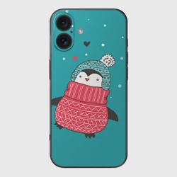 Чехол для iPhone 16 силиконовый с защитой камеры Пингвинчик