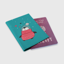 Обложка для паспорта матовая кожа Пингвинчик - фото 2