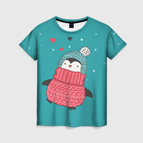 Женская футболка с принтом Пингвинчик, вид спереди №1