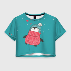 Женская футболка Crop-top 3D Пингвинчик