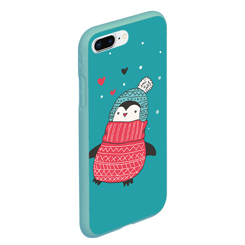Чехол для iPhone 7Plus/8 Plus матовый Пингвинчик, цвет мятный - фото 3