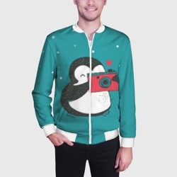 Мужской бомбер 3D Пингвин с фотоаппаратом - фото 2