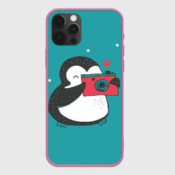 Чехол для iPhone 12 Pro Пингвин с фотоаппаратом
