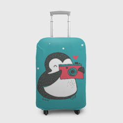 Чехол для чемодана 3D Пингвин с фотоаппаратом
