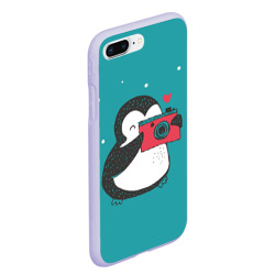 Чехол для iPhone 7Plus/8 Plus матовый Пингвин с фотоаппаратом - фото 2