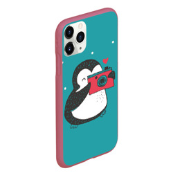 Чехол для iPhone 11 Pro Max матовый Пингвин с фотоаппаратом - фото 2
