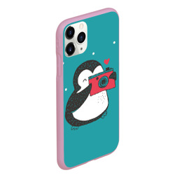 Чехол для iPhone 11 Pro Max матовый Пингвин с фотоаппаратом - фото 2