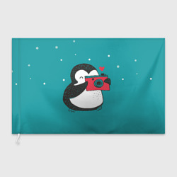 Флаг 3D Пингвин с фотоаппаратом