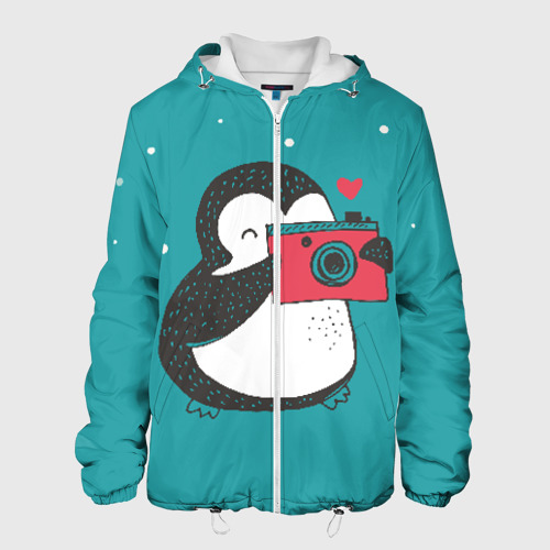 Мужская куртка 3D Пингвин с фотоаппаратом, цвет 3D печать