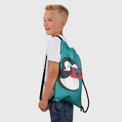 Рюкзак-мешок 3D Пингвин с фотоаппаратом - фото 2