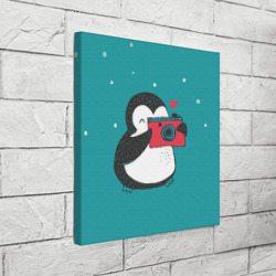 Холст квадратный Пингвин с фотоаппаратом - фото 2