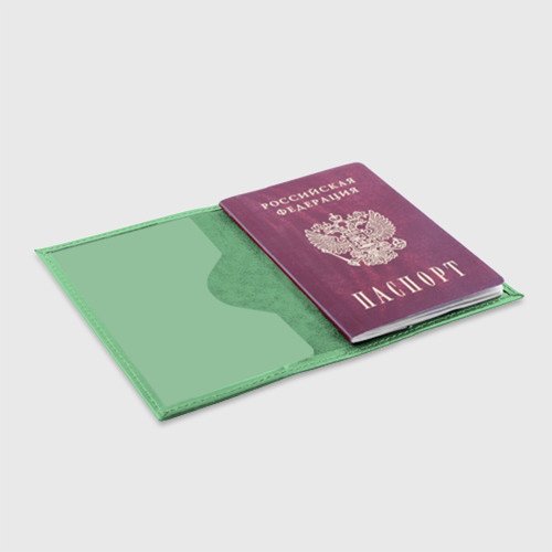 Обложка для паспорта матовая кожа Пингвин с фотоаппаратом, цвет зеленый - фото 4