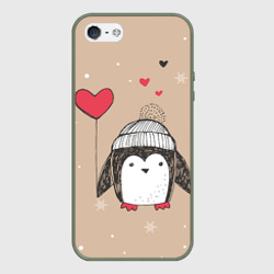 Чехол для iPhone 5/5S матовый Пингвин с шариком для пары