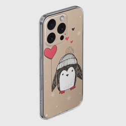 Чехол для iPhone 16 Pro Max силиконовый с защитой камеры Пингвин с шариком для пары - фото 2