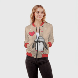 Женский бомбер 3D Пингвин с шариком для пары - фото 2