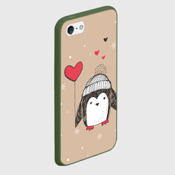 Чехол для iPhone 5/5S матовый Пингвин с шариком для пары - фото 2
