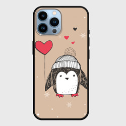 Чехол для iPhone 14 Pro Max Пингвин с шариком для пары