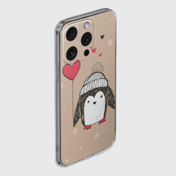 Чехол для iPhone 15 Pro силиконовый с защитой камеры Пингвин с шариком для пары - фото 2