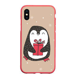 Чехол для iPhone XS Max матовый Пингвин с подарком