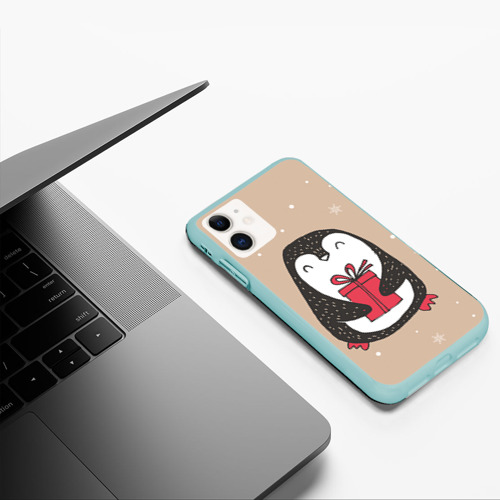 Чехол для iPhone 11 матовый Пингвин с подарком Фото 01 Чехол для iPhone 11 матовый Пингвин с подарком Фото 01