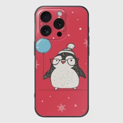 Чехол для iPhone 16 Pro Max силиконовый с защитой камеры Пингвин с шариком
