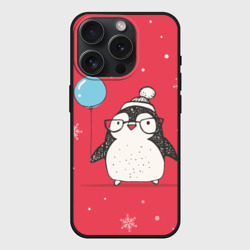 Чехол силиконовый для Apple iPhone 15 Pro Мax матовый Пингвин с шариком