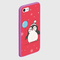 Чехол для iPhone 5/5S матовый Пингвин с шариком - фото 2