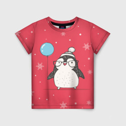 Детская футболка 3D Пингвин с шариком